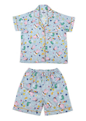 Peppa and George Print Short Sleeve Kids Shorts Set - Shopbloom
