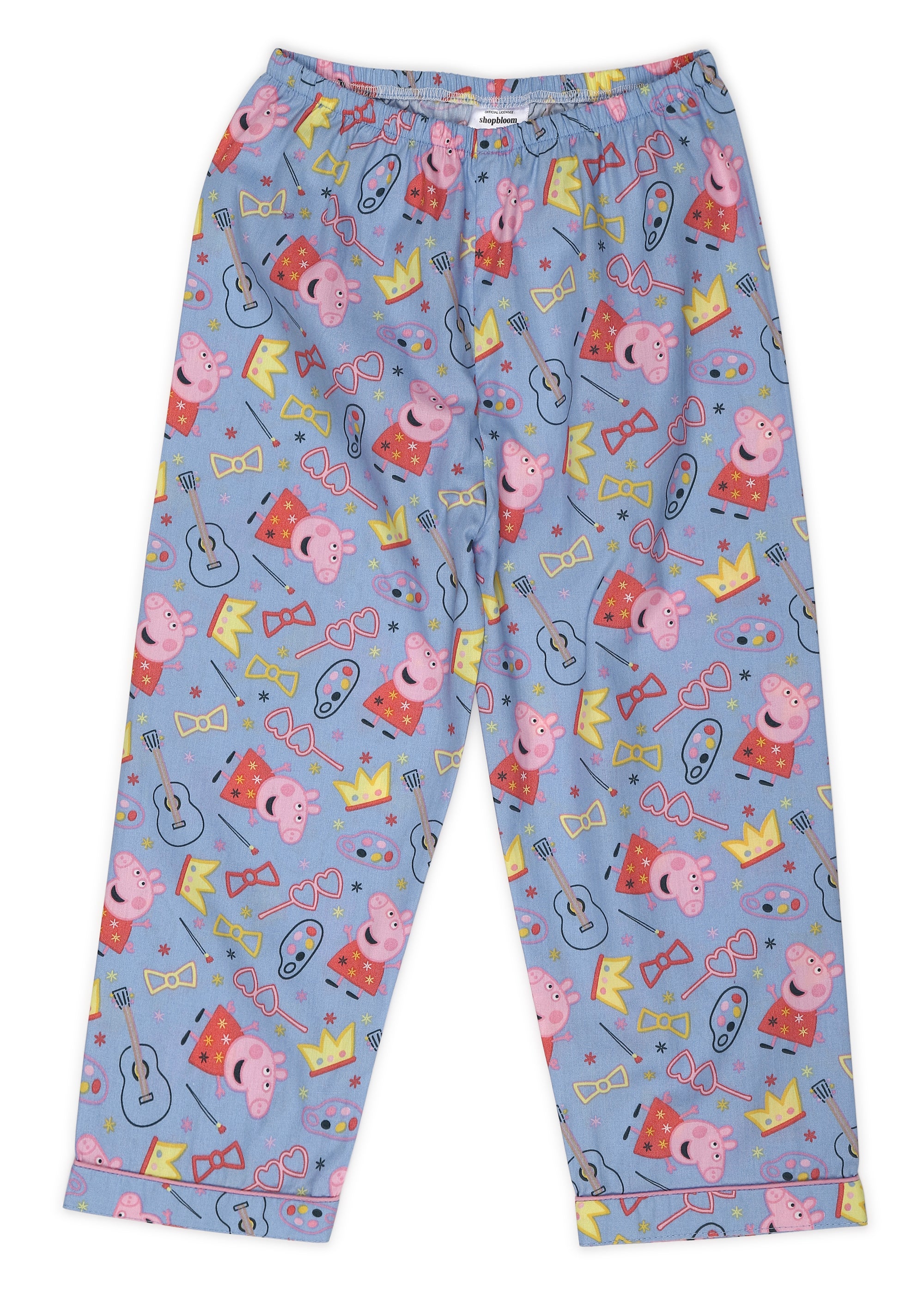 Peppa Crown Print Short Sleeve Kids Night Suit - Shopbloom