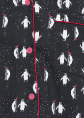 Penguin Love Print Cotton Flannel Long Sleeve Women's Night Suit - Shopbloom