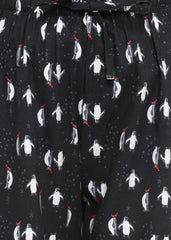 Penguin Love Print Cotton Flannel Long Sleeve Women's Night Suit - Shopbloom