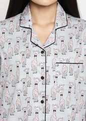 Giraffe Print Long Sleeve Women's Night Suit - Shopbloom