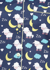 Sleepy Sheep Print Long Sleeve Women's Night Suit - Shopbloom
