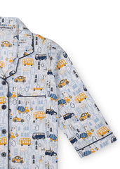 Yellow Bus Print Long Sleeve Kids Night Suit - Shopbloom