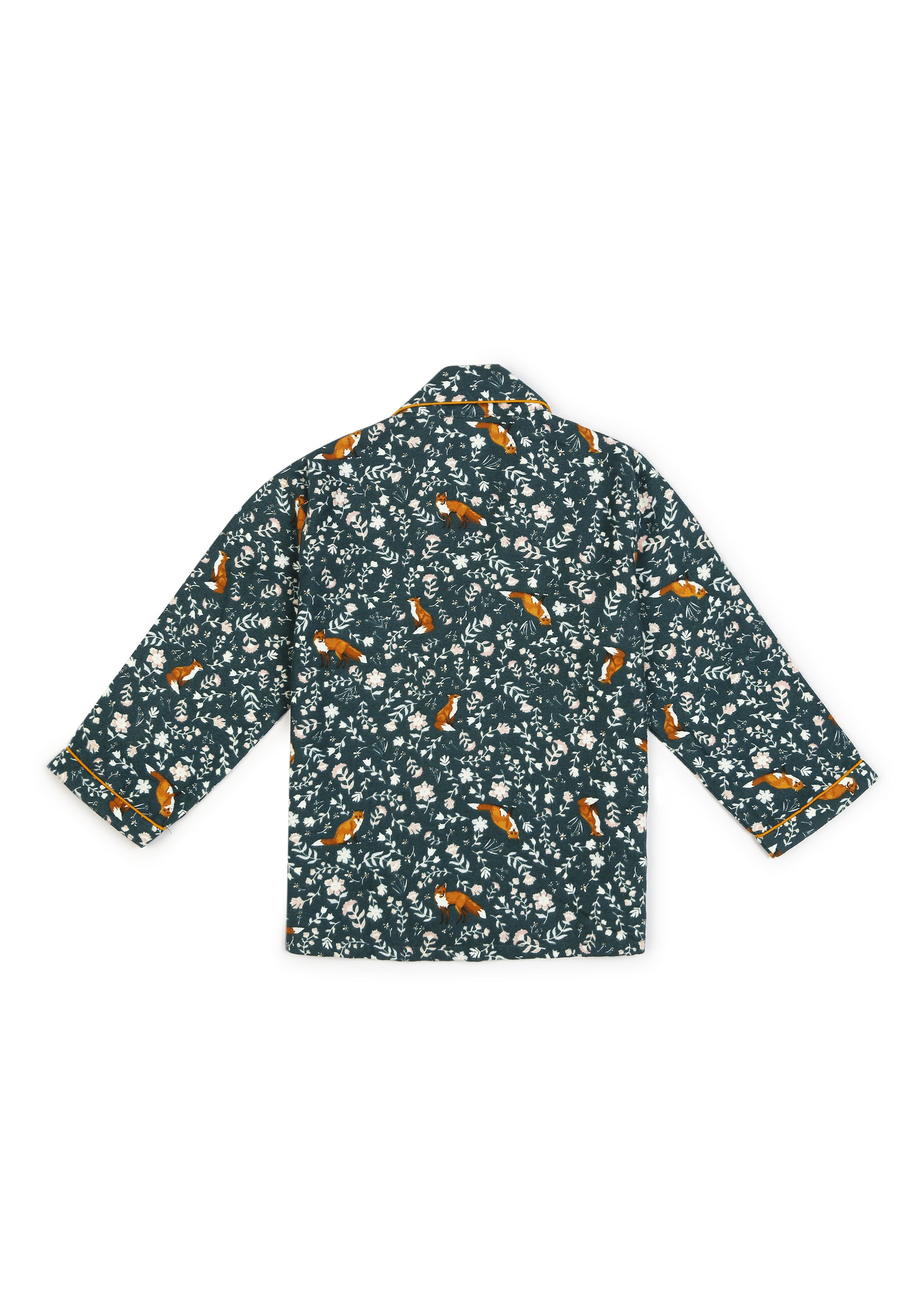 Fox Print Cotton Flannel Long Sleeve Kid's Night Suit - Shopbloom