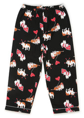 I Love Dogs Print Cotton Flannel Long Sleeve Kid's Night Suit - Shopbloom