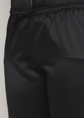 Black Satin Long Sleeve Women's Night Suit - Shopbloom