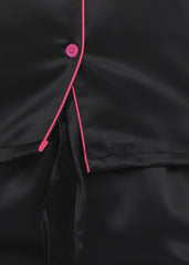 Black Satin Short Sleeve Women's Shorts Set - Shopbloom