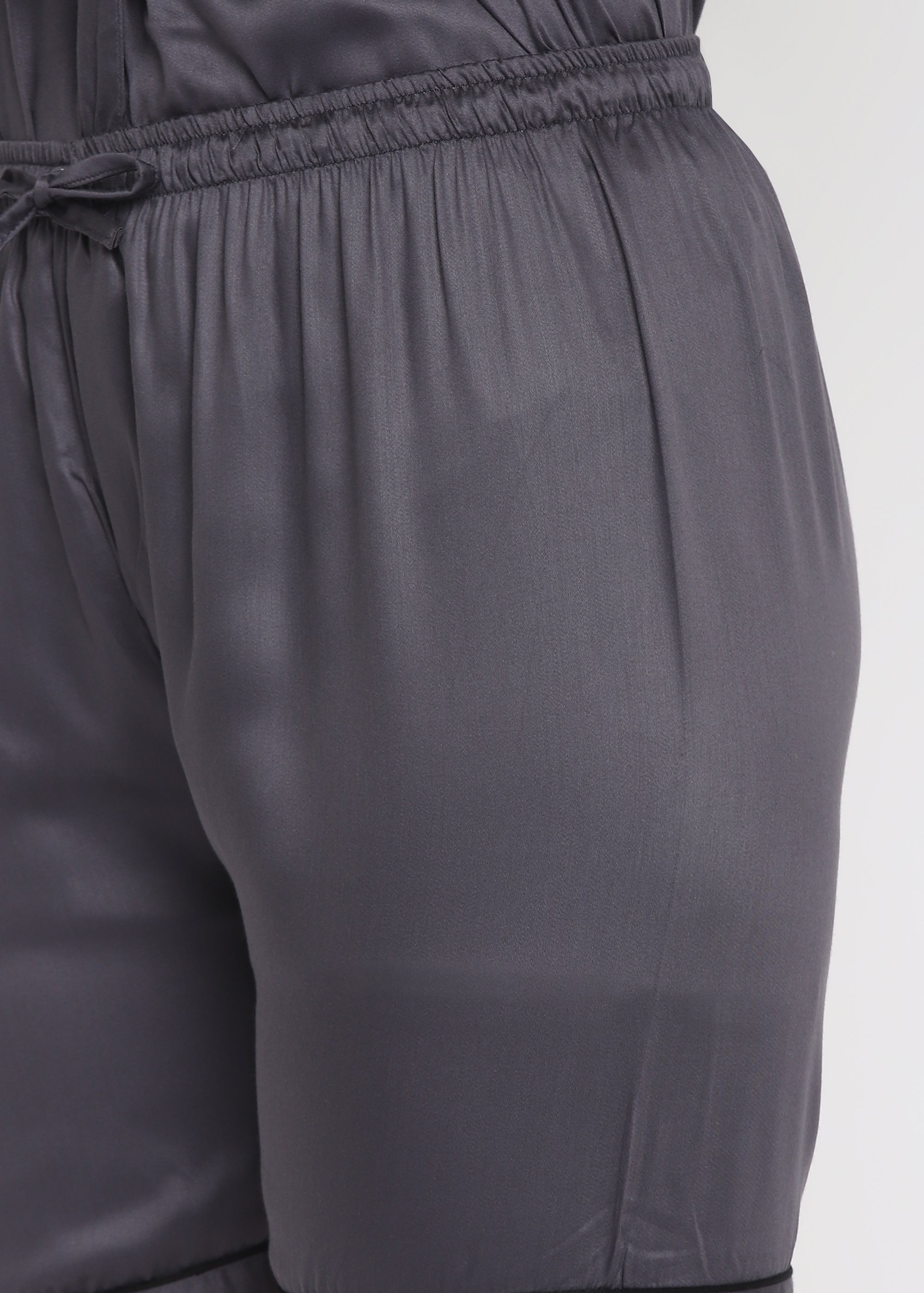 Ultra Soft Dark Grey Modal Satin Women's Kaftan Shorts Set - Shopbloom