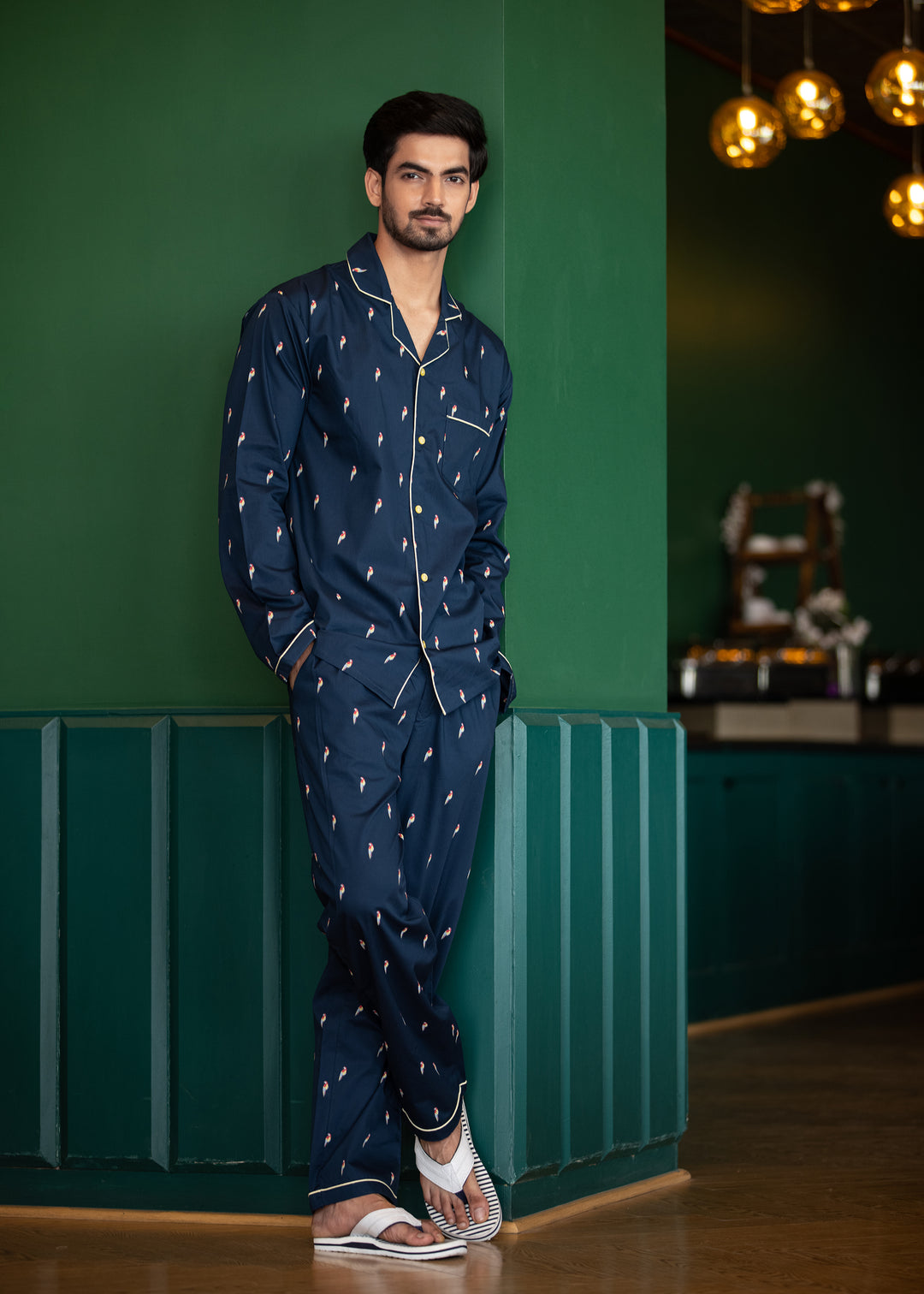 Parrot Print Long Sleeve Men's Night Suit – Shopbloom
